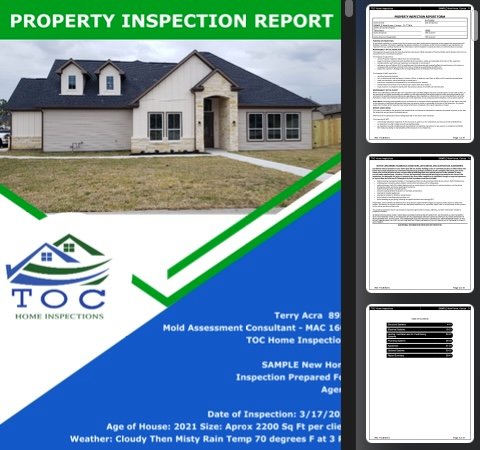 New Home Inspection Report | TDLR Certified Mold Consultant Report | T ...